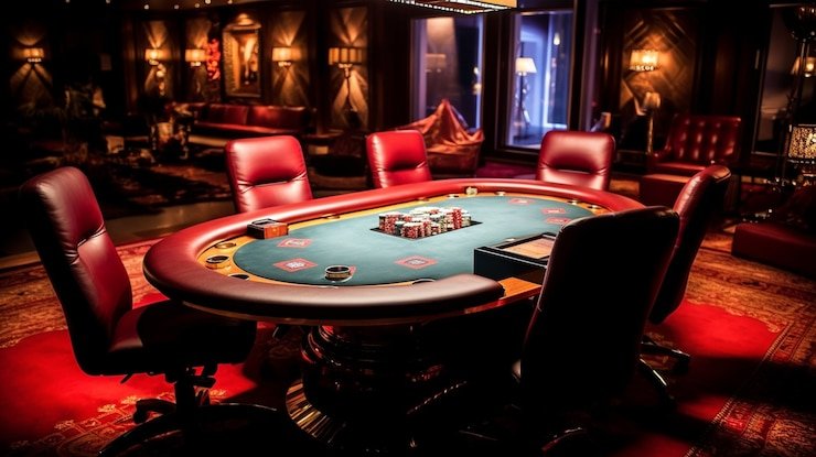 Layar meja French Roulette dengan dealer dan chip virtual